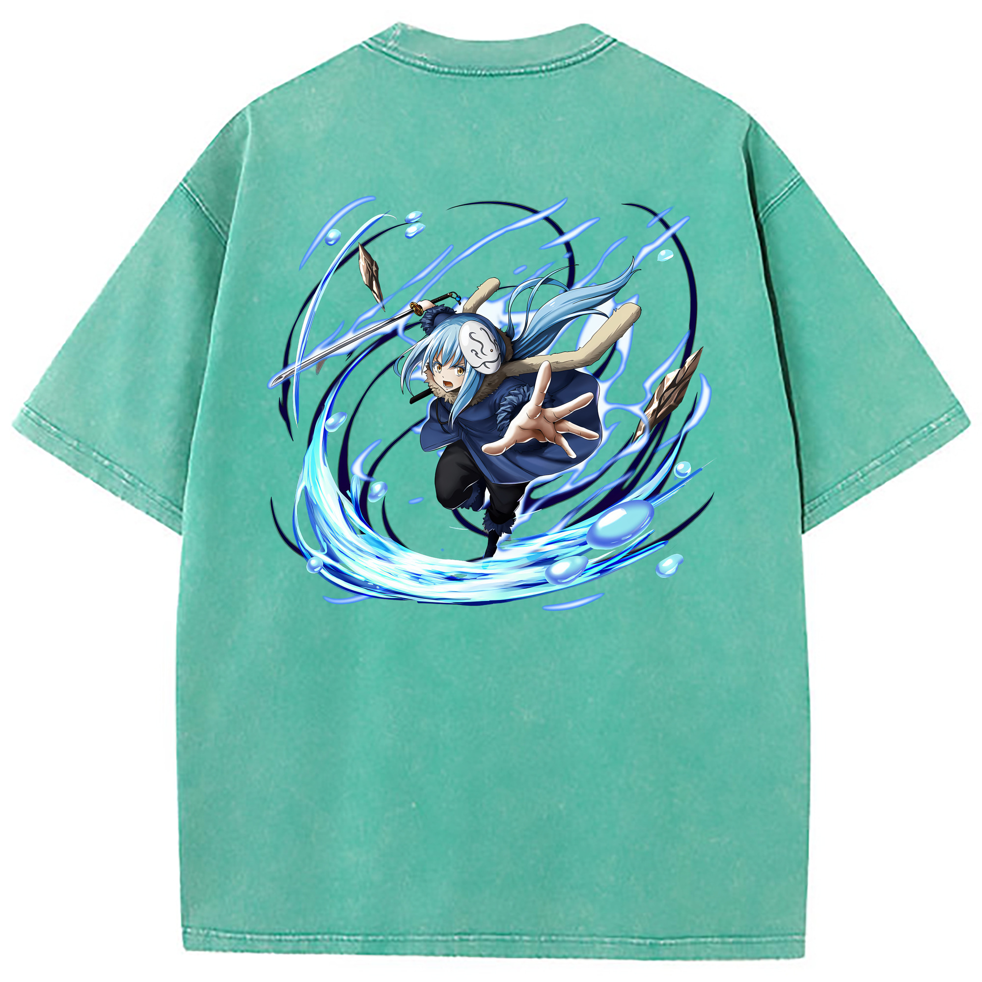 （画像用） 転スラ Regarding Reincarnated to Slime 綿100% ヴィンテージ風 半袖Tシャツ（背面プリント）